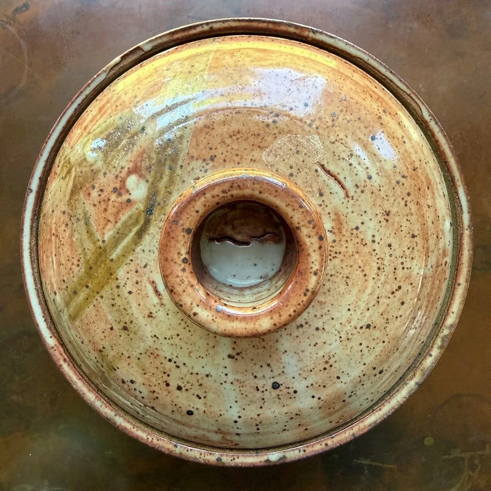 Vintage Studio Pottery Lidded Casserole Bowl Hand Thrown Stoneware Dish Handmade